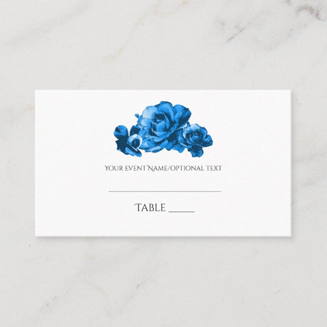 Carte Rose Mariage  Aquarelle bleue (Devant)