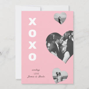 Carte rose mignon 3 coeur photo Valentine's day xoxo