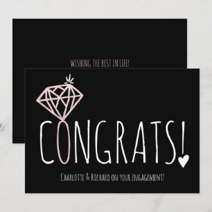 Carte Rose moderne bravo diamant or fiançailles