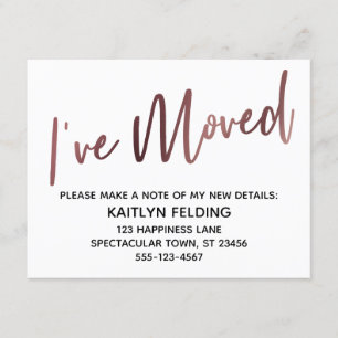 Carte Rose moderne de type or "I've Moved"