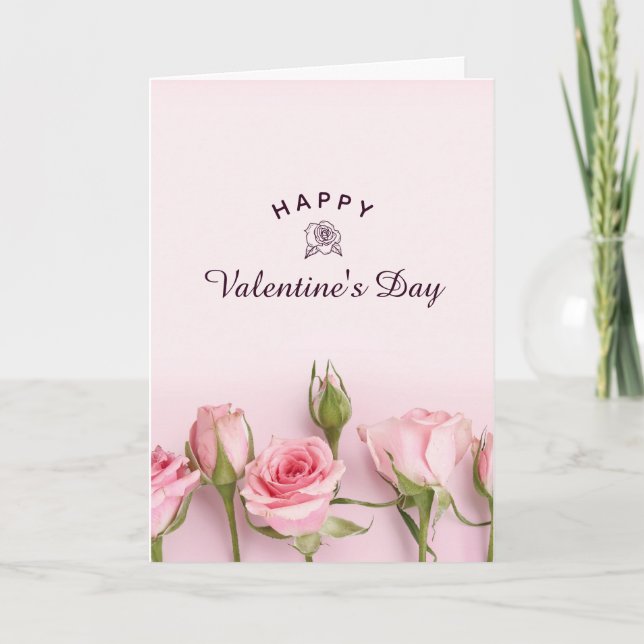 Carte Rose Moderne Joyeuse Saint-Valentin  (Devant)