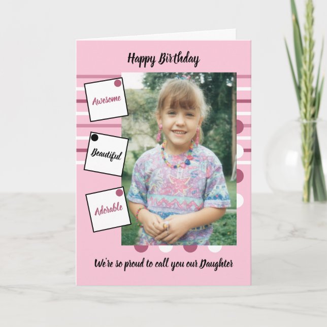 Carte Rose noir magnifique fille photo anniversaire (Devant)
