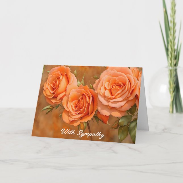 Carte Rose Orange Fleurs Art Sympathie (Devant)
