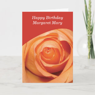 Carte Rose orange Nom personnalisé Anniversaire religieu