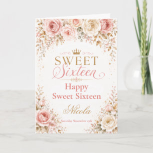Carte Rose Pâle et Champagne pour une Sweet Sixteen