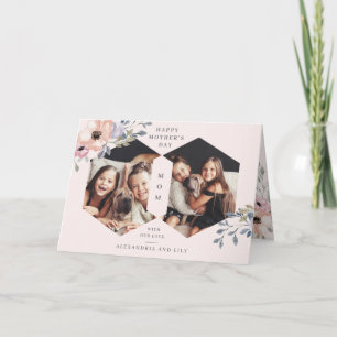 Carte Rose Pâle Géométrique Floral   Photo Fête des Mère