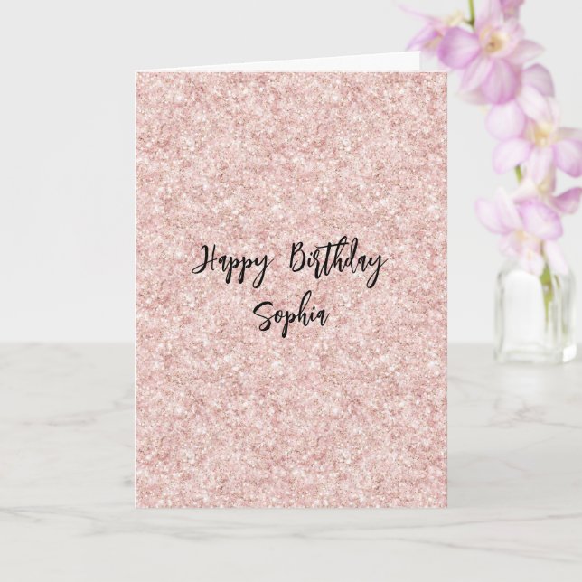 Carte Rose Pâle Pailleté Anniversaire (Orchidée)