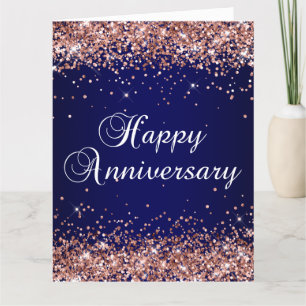 Carte Rose Parties scintillant or Marine Ombre Joyeux An