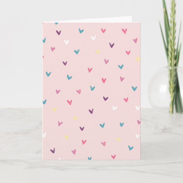 Carte rose pastel cœurs mignons (Devant)
