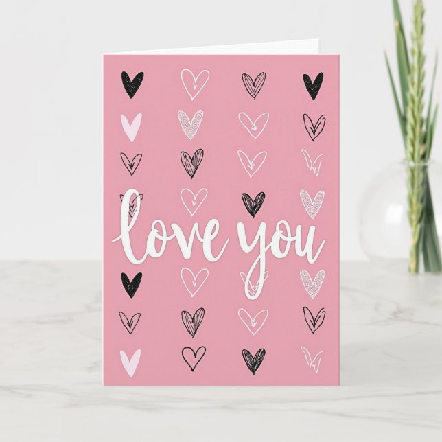 Carte Rose Pastel « Je t'aime » (Devant)