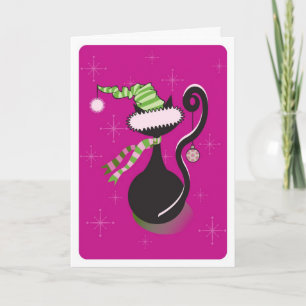 Carte rose père Noël Kitty