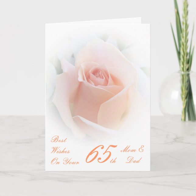 Carte Rose Personnalisé 65e anniversaire de Mariage (Devant)
