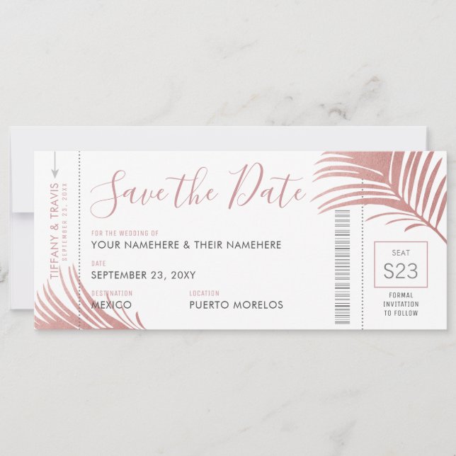 Carte rose Pink Palm Leaf Boararn Pass Enregistrer (Devant)