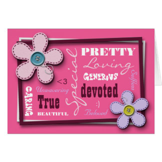 Carte rose piquée d'amour et d'appréciation de