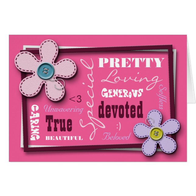 Carte rose piquée d'amour et d'appréciation de (Devant Horizontal)