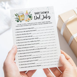 Carte rose pour Baby Shower avec blagues sur papa