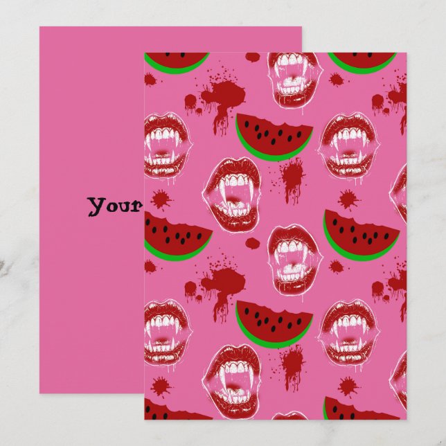 Carte Rose pour la Fête de Summerween Vampire et P (Devant / Derrière)