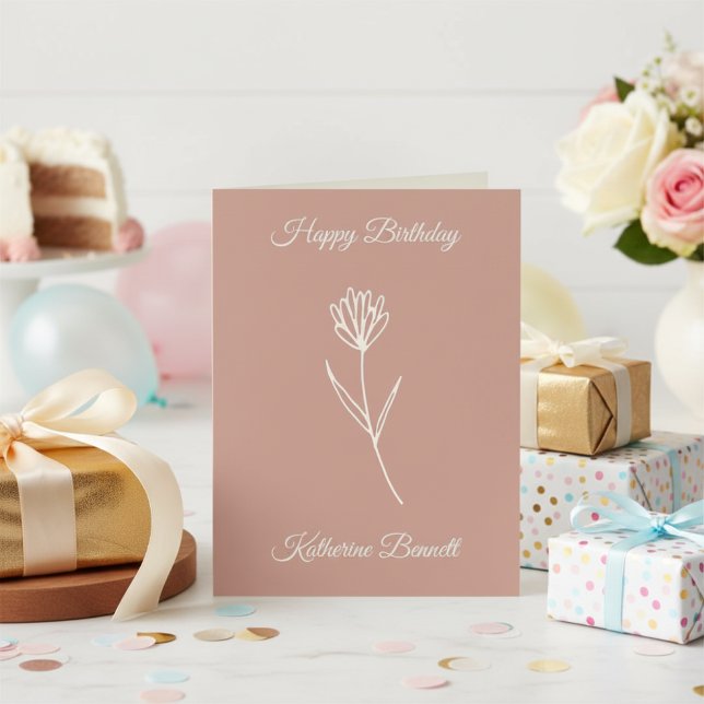 Carte Rose Poussiéreuse Élégante Nom Simple de Fleur Ann (Créateur téléchargé)