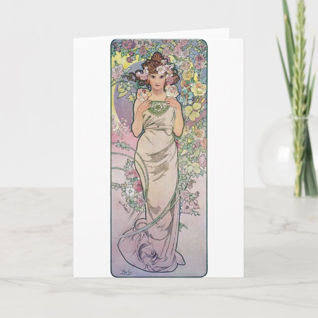 Carte Rose (quatre fleurs), Alphonse Mucha (Devant)