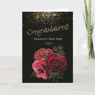 Carte Rose Red Gold tendance Félicitations Graduation