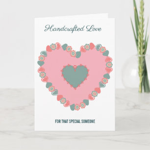 Carte Rose rétro et floral sarcelle Cœur Romantique Cart