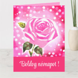 Carte Rose rose aquarelle - Hongrois nom jour