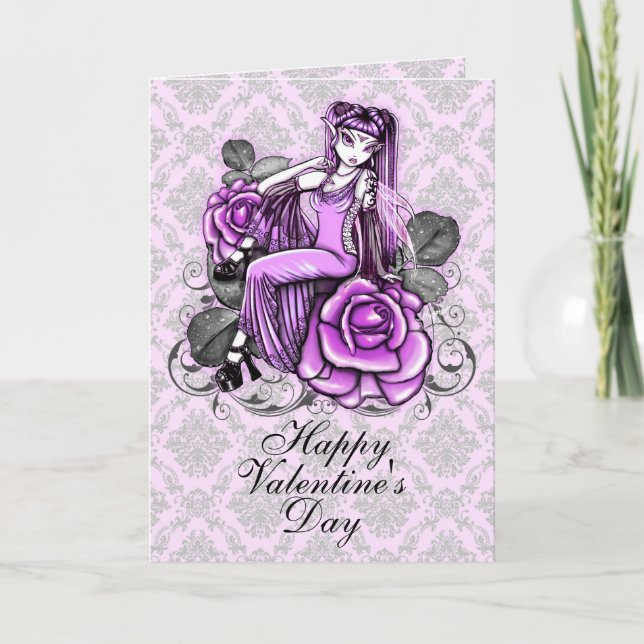 Carte rose rose de Fae de jour de Valentines de (Devant)