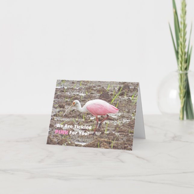 CARTE ROSE ROSE ET BLANC DE SPOONBILL/TICKLED POUR (Devant)
