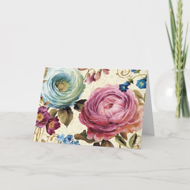 Carte Rose rose et bleu (Devant)