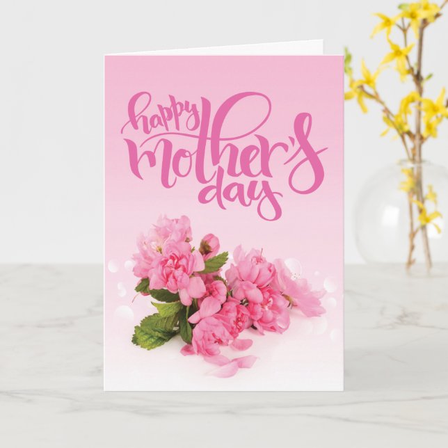 Carte Rose rose | HAPPY MÈRE'S DAY Card (Fleur jaune)