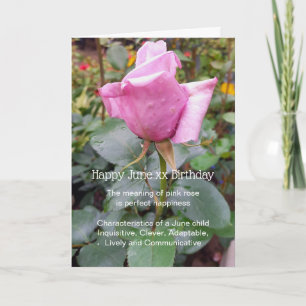 Carte Rose rose Juin Anniversaire