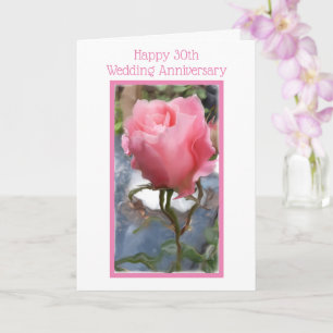Carte Rose rose personnalisée 30e anniversaire de Mariag