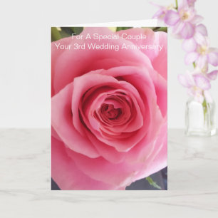 Carte Rose rose personnalisée 3e anniversaire Mariage