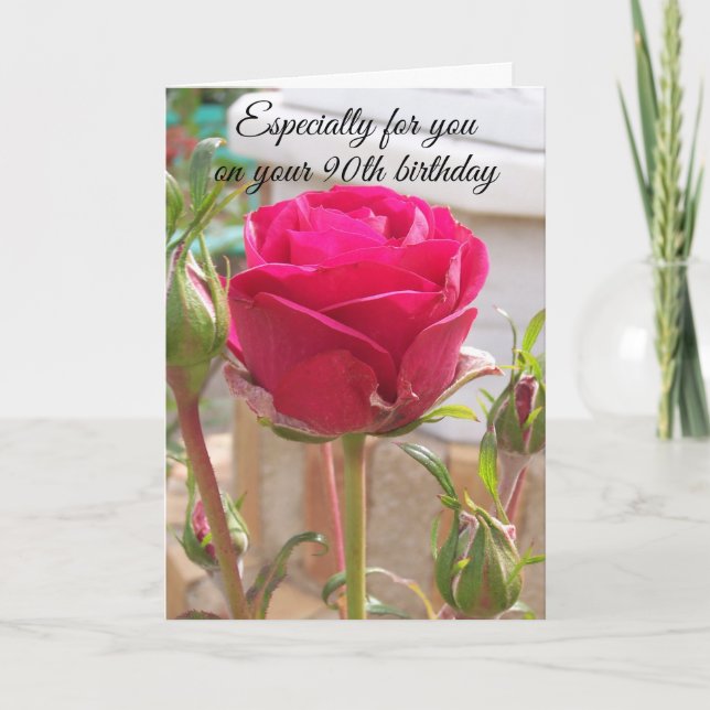 Carte Rose rose personnalisée 90e anniversaire (Devant)