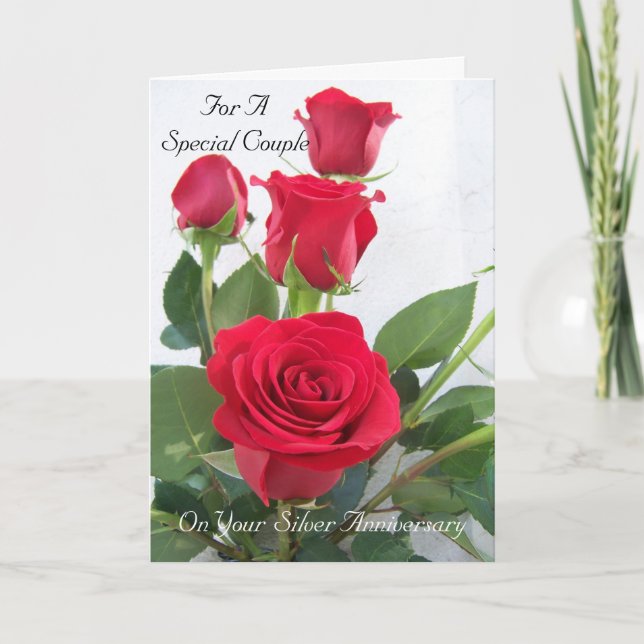 Carte Rose rouge - 25e anniversaire Mariage personnalisé (Devant)