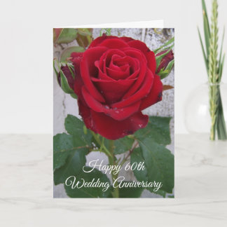 Carte Rose rouge - 60e anniversaire Mariage personnalisé