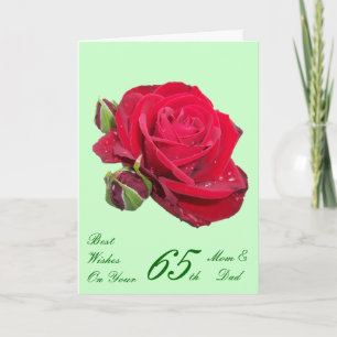 Carte Rose rouge - 65e anniversaire Mariage personnalisé