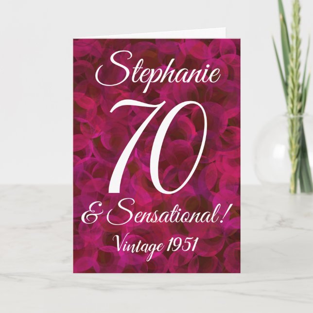 Carte Rose rouge Abstraite 70 et anniversaire sensationn (Devant)