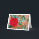 Carte Rose rouge contre mur de briques<br><div class="desc">Rose rouge contre carte de voeux en brique. Vous pouvez facilement customiser ce produit gratuitement si vous souhaitez ajouter du libellé ou changer la couleur du arrière - plan.</div>