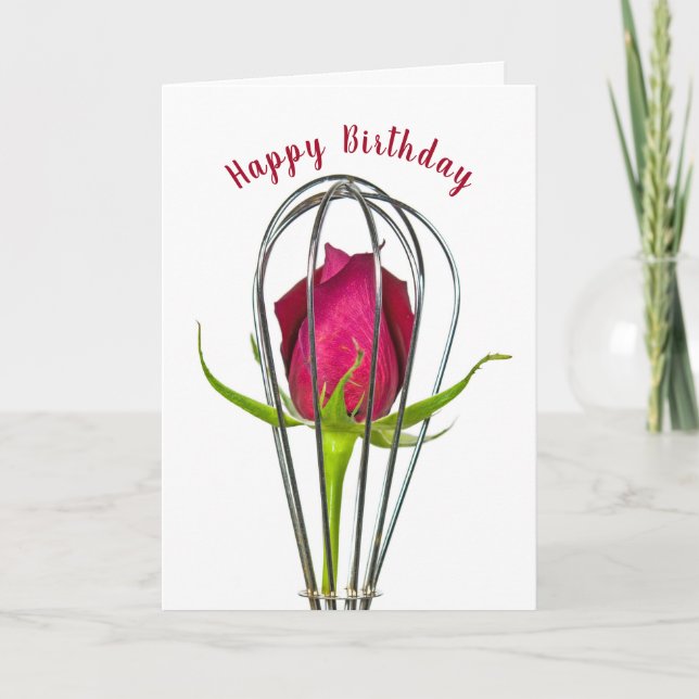 Carte Rose rouge dans le Whisk Wire Anniversaire (Devant)