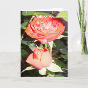 Carte Rose rouge florale Personnalisée 70e anniversaire