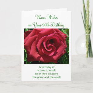 Carte Rose rouge personnalisée 90e anniversaire