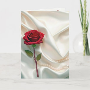 Carte Rose rouge Valentine aux perles