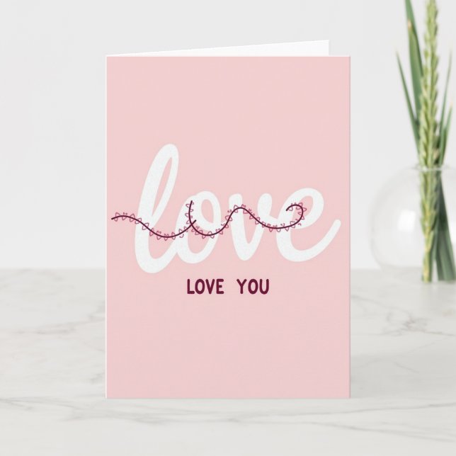 Carte rose simple pour dire je t'aime (Devant)
