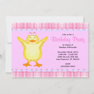 Carte rose sucrée CUTE avec Canard jaune Anniversa