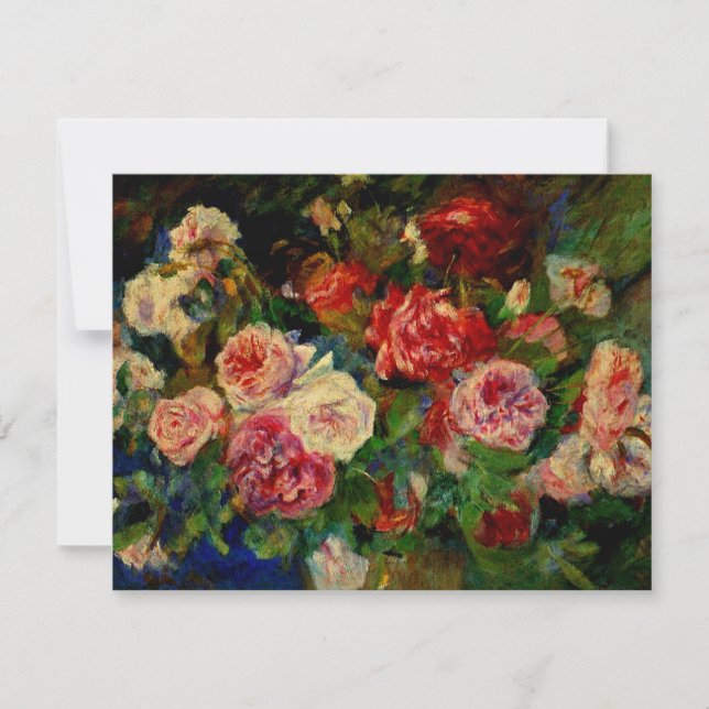 Carte Rose, tableau à fleurs de Pierre-Auguste Renoir (Devant)