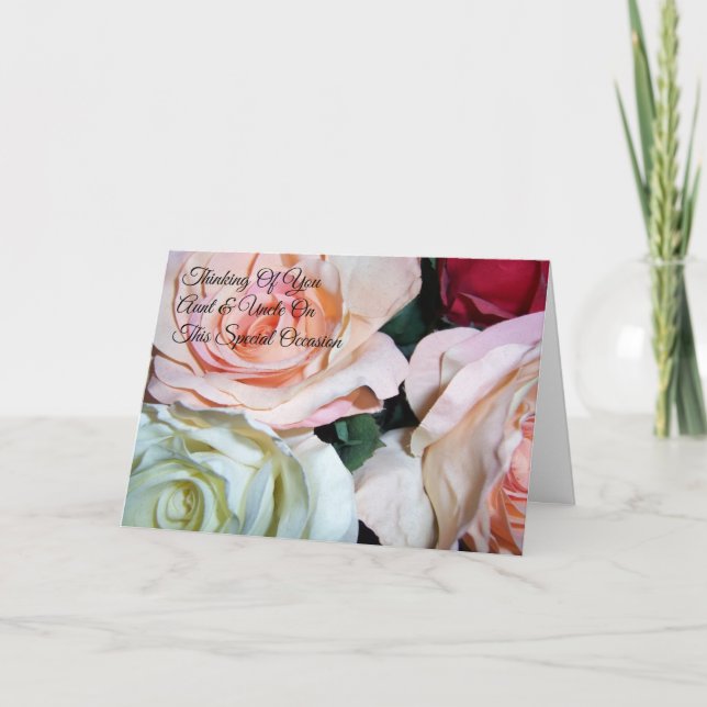 Carte Rose tante oncle Mariage personnalisé Anniversaire (Devant)