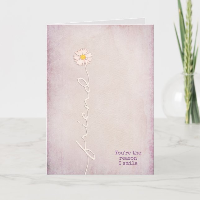 Carte rose texturée pour ami merci (Devant)