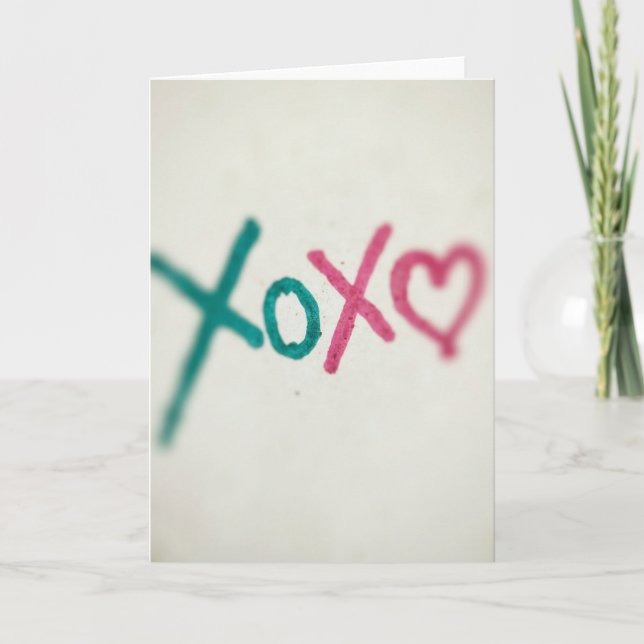 Carte rose turquoise Xoxo sincère (Devant)