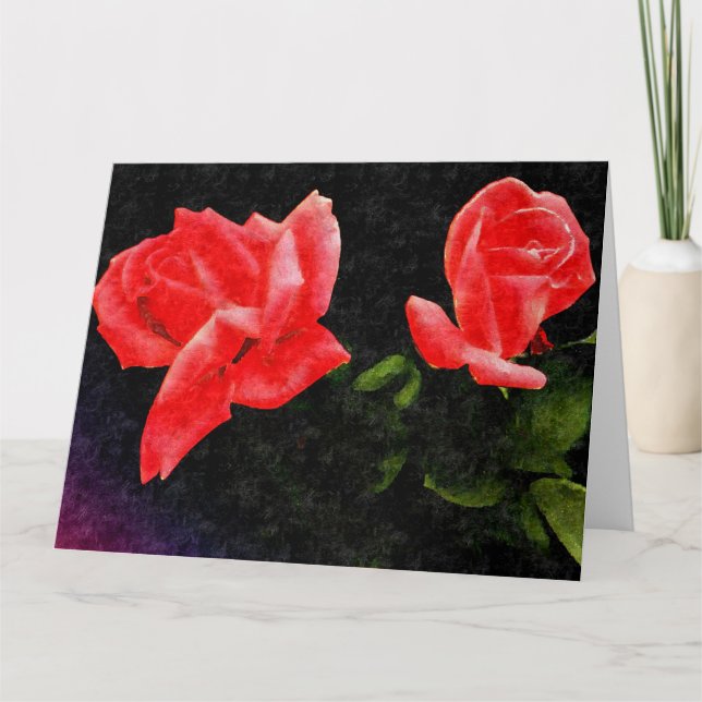 Carte Rose Vintage double stylisé (Devant)